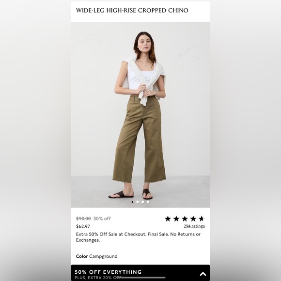 Banana Republic Wide-Leg High-Rise Cropped Chino Pants - Picture 7 of 9